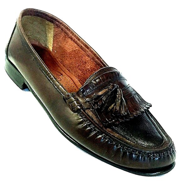 Giorgio Brutini Shoe 9.5 D Lizard Kiltie Tassel Loafer Le Glove Brown SlipOn Men main image 8